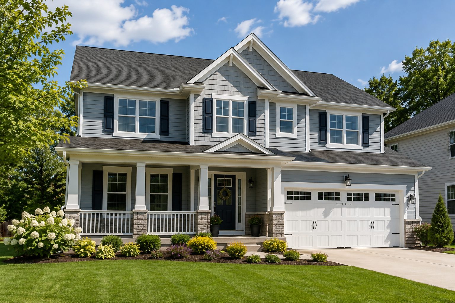 Two-story single-family home exterior with a covered front porch, representing the Atlantic County NJ housing market